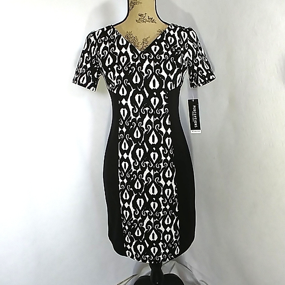 Perceptions Women's Black and White Dress